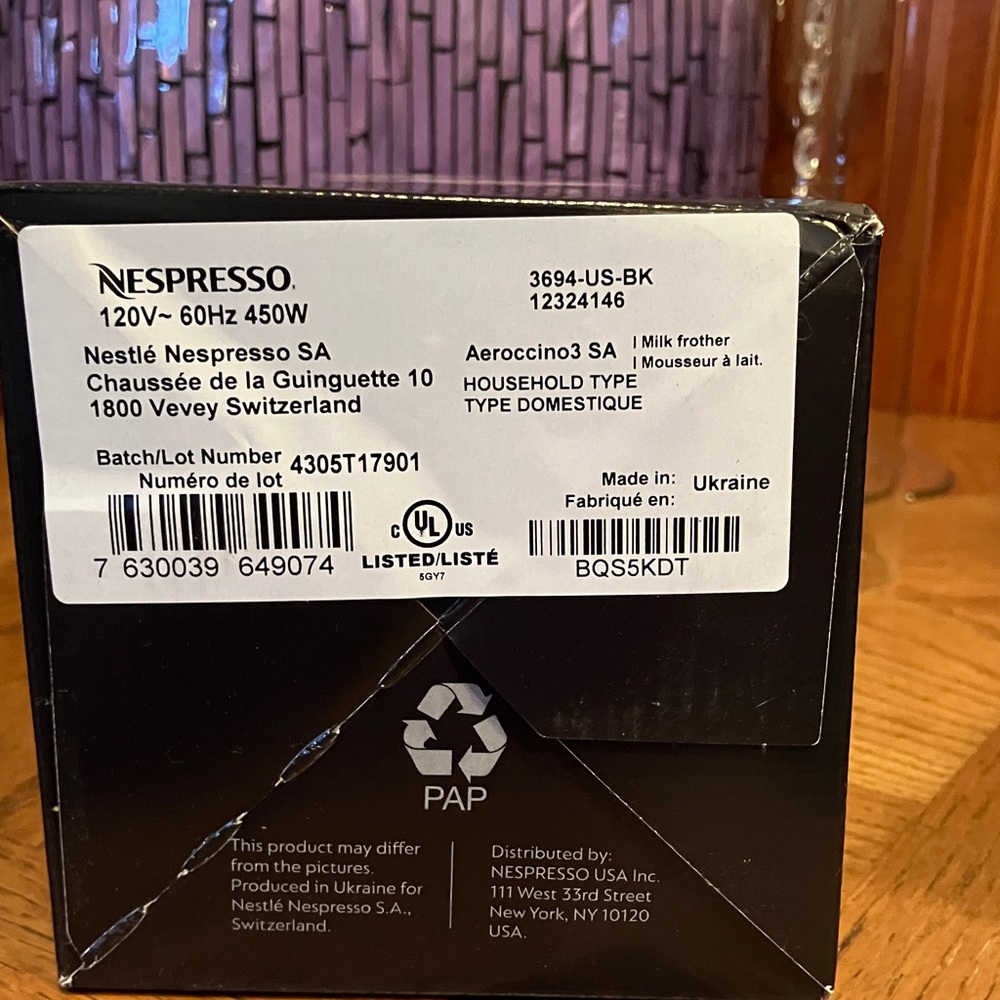 NWT Nespresso Aeroccino 3 - Black Edition - Picture 2 of 3